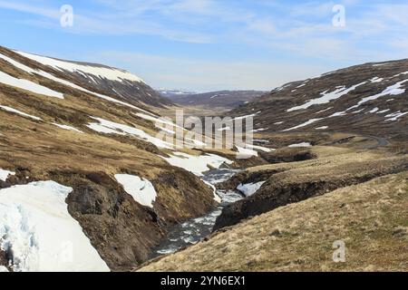 Rivière dans les hautes terres des Westfjords, Islande, Europe Banque D'Images