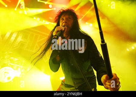 Londres, Royaume-Uni. ROYAUME-UNI. 23 novembre 2024. LONDRES, ANGLETERRE - 23 NOVEMBRE : Joey Belladonna de "Anthrax" jouant à Eventim Apollo le 23 novembre 2024 à Londres, Angleterre. CAP/Mar © Mar/Capital Pictures crédit : Capital Pictures/Alamy Live News Banque D'Images