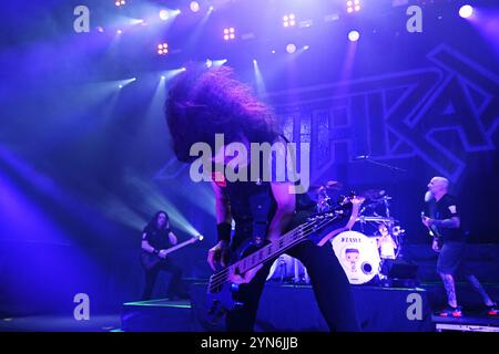 Londres, Royaume-Uni. ROYAUME-UNI. 23 novembre 2024. LONDRES, ANGLETERRE - 23 NOVEMBRE : Frank Bello de "Anthrax" en concert à Eventim Apollo le 23 novembre 2024 à Londres, Angleterre. CAP/Mar © Mar/Capital Pictures crédit : Capital Pictures/Alamy Live News Banque D'Images