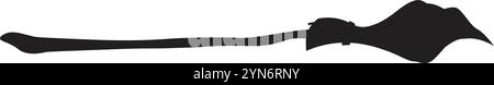 Silhouette de balai de sorcière noire effrayante volant sur fond blanc, incarnant la magie d'halloween. Parfait pour les dessins étranges Illustration de Vecteur