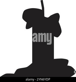 Cire fondue s'accumulant autour de la base d'une bougie avec une mèche courte et des gouttes fantaisistes, créant une silhouette simple mais évocatrice contre un blanc Illustration de Vecteur