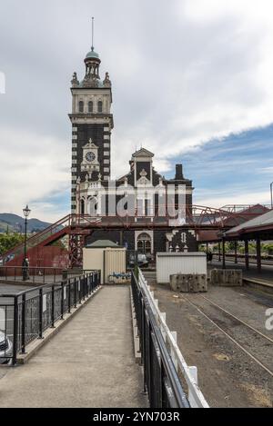 Détails de la belle gare historique à Dunedin, île du Sud de la Nouvelle-Zélande Banque D'Images