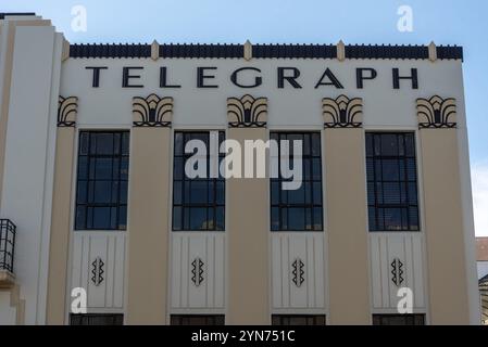 NAPIR, NOUVELLE-ZÉLANDE, 10 JANVIER 2023, Art Déco construction du Daily Telegraph dans le centre-ville de Napier, Île du Nord de la Nouvelle-Zélande Banque D'Images