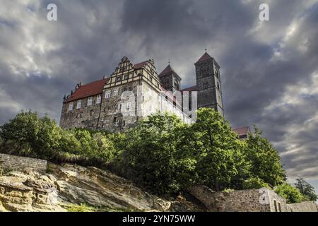 Beau château médiéval de Quedlinburg en Saxe-Anhalt, Allemagne, Europe Banque D'Images