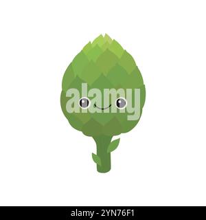 Légume d'artichaut mignon avec le visage souriant Illustration de Vecteur