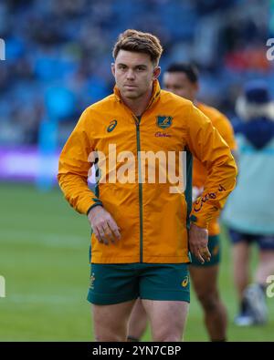 Édimbourg, Écosse. 24 novembre 2024. Andrew Kellaway se réchauffe pour le célèbre match Grouse Nations Series entre l'Écosse et l'Australie au Scottish Gas Murrayfield Stadium, à Édimbourg. Crédit : Connor Douglas/Alamy Live News Banque D'Images