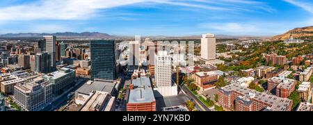 Vue panoramique de Salt Lake City, horizon de l'Utah Banque D'Images