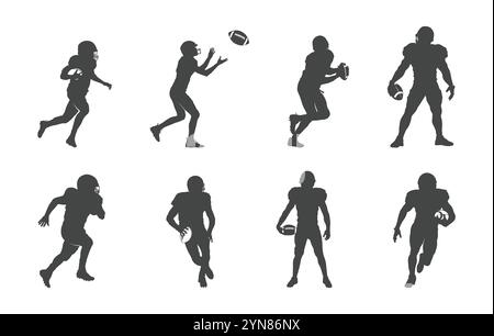 Vecteurs de joueurs de football américain, silhouette de joueur de football américain, vecteurs de joueur de football, silhouette de joueur de football Illustration de Vecteur