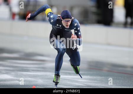 Nagano, Japon. 24 novembre 2024. Jordan Stolz (États-Unis) patinage de vitesse : Coupe du monde de patinage de vitesse ISU 2024/25 Nagano 500m hommes à M-Wave à Nagano, Japon . Crédit : Naoki Morita/AFLO SPORT/Alamy Live News Banque D'Images