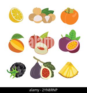 Une collection vibrante de fruits et légumes Illustration de Vecteur