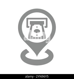 Icône de vecteur d'emplacement ATM. Symbole de direction du distributeur automatique de billets. Illustration de Vecteur