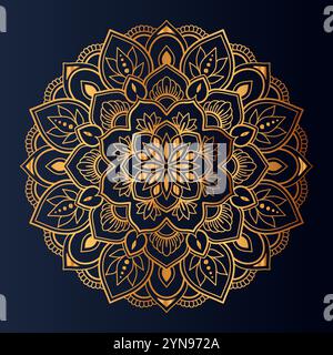 Éléments décoratifs ethniques Mandala dorés, Islam, arabe, motifs ottomans indiens, motif Mandala sans couture Illustration de Vecteur