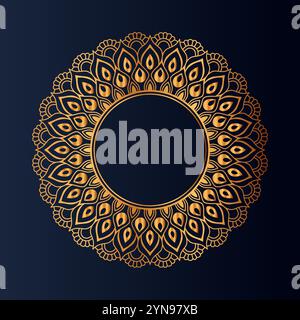Éléments décoratifs ethniques Mandala dorés, Islam, arabe, motifs ottomans indiens, motif Mandala sans couture Illustration de Vecteur