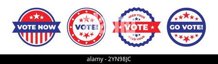 Vote bagdes Set. Autocollant électoral Illustration de Vecteur