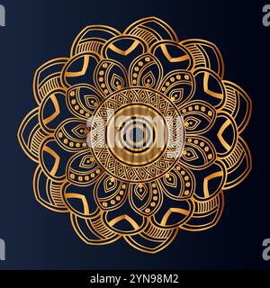 Éléments décoratifs ethniques Mandala dorés, Islam, arabe, motifs ottomans indiens, motif Mandala sans couture Illustration de Vecteur