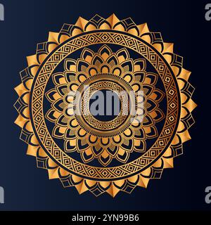 Éléments décoratifs ethniques Mandala dorés, Islam, arabe, motifs ottomans indiens, motif Mandala sans couture Illustration de Vecteur