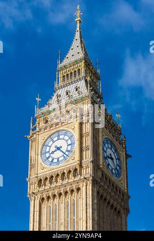 Big Ben Clock Tower, chambres du Parlement, Westminster, site du patrimoine mondial de l'UNESCO, Londres, Angleterre, Royaume-Uni, Europe Banque D'Images