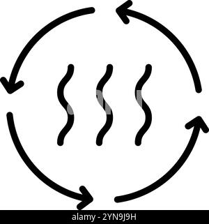 Climatisation, ensemble d'icônes de style linéaire. Systèmes de chauffage, de ventilation et de refroidissement pour la climatisation intérieure. Ventilateurs, évents et régulation de température e Illustration de Vecteur