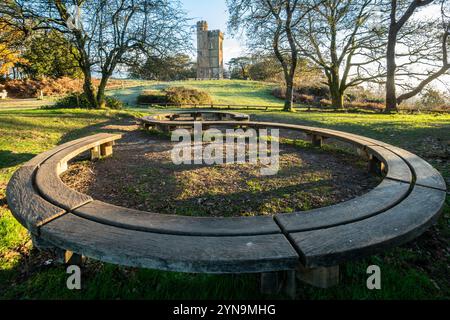 Leith Hill Tower, vue du monument du Surrey un matin d'hiver, Angleterre, Royaume-Uni Banque D'Images