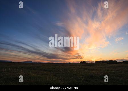 Coucher de soleil sur le parc national de Narawntapu, Tasmanie. Banque D'Images