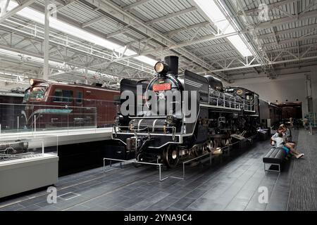 Japon, île de Honshu, Chubu, Aichi, Nagoya, le musée du chemin de fer SCMaglev et le parc ferroviaire, locomotive à vapeur Banque D'Images