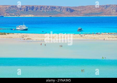 Grèce, Crète, vue sur la baie de Balos, péninsule de Gramvousa, la Canée Banque D'Images