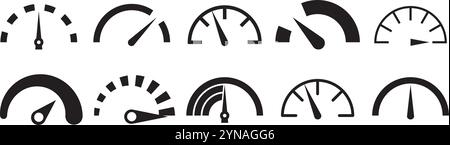 Diverses jauges noires mesurent le niveau de carburant, la vitesse et la température. Illustration vectorielle Illustration de Vecteur