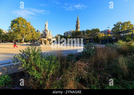 France, Gard (30), Nîmes, esplanade du général de Gaulle, fontaine pradier Banque D'Images