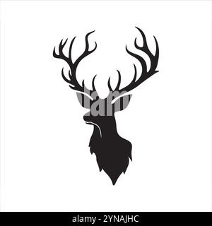 Illustration vectorielle de silhouette de tête de cerf Illustration de Vecteur