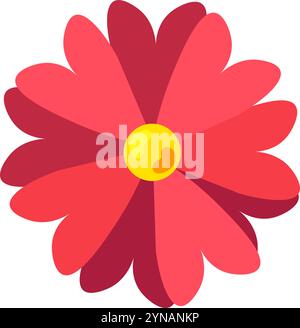 Fleur de gerbera rouge vif pour décorer les coiffes et les couronnes. Élément de vacances hispaniques Cinco de Mayo. Icône des fêtes mexicaines. Simple dessin animé Vect Illustration de Vecteur