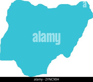 CARTE du Nigeria en bleu, carte du pays, Nigeria, carte de la frontière, ligne de frontière du Nigeria, carte géographique Illustration de Vecteur