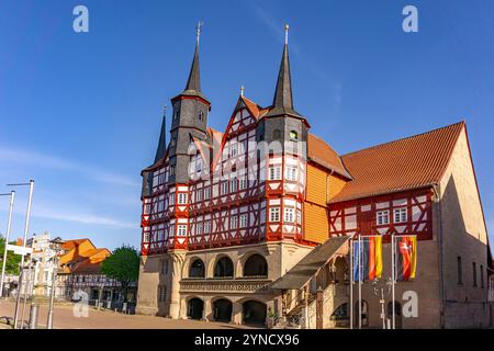 Rathaus Duderstadt Das Fachwerk Rathaus in Duderstadt, Niedersachsen, Deutschland Hôtel de ville à charpente en bois à Duderstadt, basse-Saxe, Allemagne *** Banque D'Images