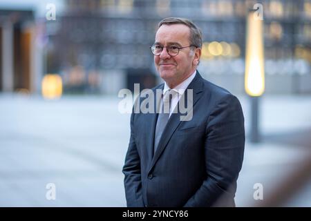 Berlin, Deutschland. 25 novembre 2024. Boris Pistorius, ministre fédéral de la Défense, photographié lors d'une réunion avec les ministres européens de la Défense à Berlin, le 25 novembre 2024. Crédit : dpa/Alamy Live News Banque D'Images