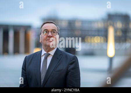 Berlin, Deutschland. 25 novembre 2024. Boris Pistorius, ministre fédéral de la Défense, photographié lors d'une réunion avec les ministres européens de la Défense à Berlin, le 25 novembre 2024. Crédit : dpa/Alamy Live News Banque D'Images