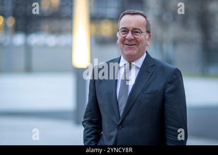 Berlin, Deutschland. 25 novembre 2024. Boris Pistorius, ministre fédéral de la Défense, photographié lors d'une réunion avec les ministres européens de la Défense à Berlin, le 25 novembre 2024. Crédit : dpa/Alamy Live News Banque D'Images