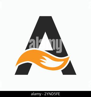 Lettre initiale A concept de logo Fox avec symbole de queue Fox Illustration de Vecteur