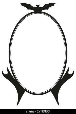 Cadre vierge entouré de chauves-souris dans le style gothique d'Halloween isolé sur fond blanc Illustration de Vecteur