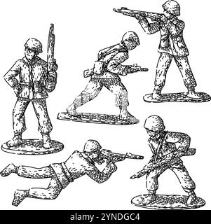 vecteur dessiné à la main par le soldat jouet Illustration de Vecteur