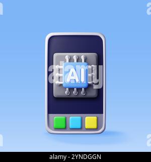 Puce ai 3d dans le smartphone. Illustration de Vecteur