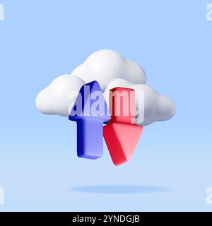nuage 3d avec des flèches isolé sur blanc Illustration de Vecteur
