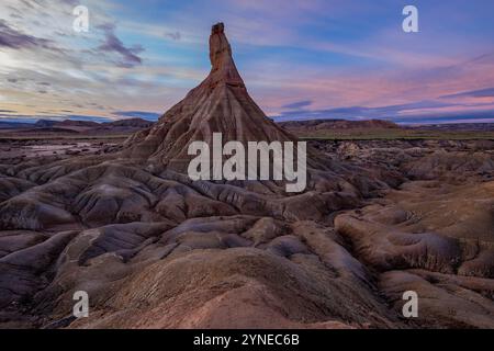 Formation de tour dans la réserve naturelle de Las Bardenas Reales, Navarre, Espagne Banque D'Images