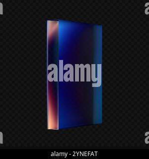 Grand verre rectangulaire 3d avec dégradé bleu et violet sur fond sombre. Illustration vectorielle 3D. Illustration de Vecteur