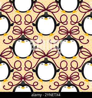 Motif de pingouin sans couture animaux de Noël pour l'emballage du papier et des tissus et des draps et des vêtements pour enfants imprimés et emballage du nouvel an et pac d'hiver Noel Banque D'Images