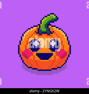 Design d'actif de jeu Pixel art mignon citrouille Illustration de Vecteur