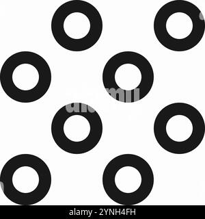 Motif vectoriel minimaliste moderne avec grille circulaire, pois, treillis, maille ou filet. Fond géométrique abstrait sans couture avec des cercles. Noir et w Illustration de Vecteur