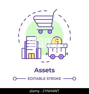 Icône de concept multicolore des ressources Illustration de Vecteur