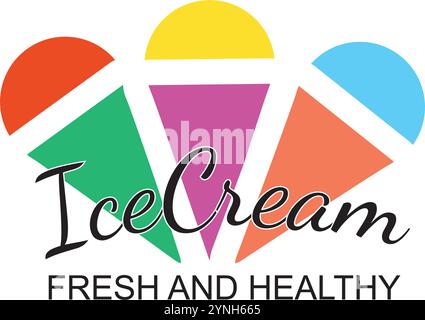 Dessert gelato ou crème glacée dans l'icône de cône de gaufre pour gelateria italienne, emblème vectoriel. Cuillères sundae à la vanille douce dans un cône de gaufrette, symbole de ligne de doodle fo Illustration de Vecteur