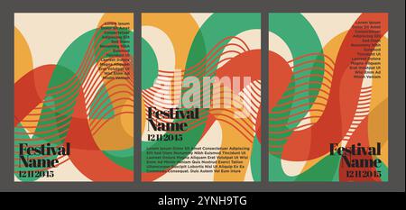 Ensemble de vecteur abstrait vintage emblématique. ensemble d'illustration vectorielle de modèle d'affiche d'événement de style abstrait vintage Illustration de Vecteur