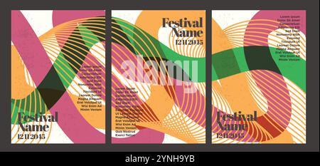 Affiches vintage abstraites inspirées de l'art déco. vintage abstrait poster set illustration vectorielle Illustration de Vecteur