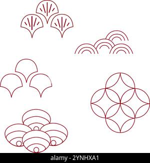 Collection d'ensemble graphique vectoriel d'éléments de décorations traditionnelles chinoises. Illustration de Vecteur